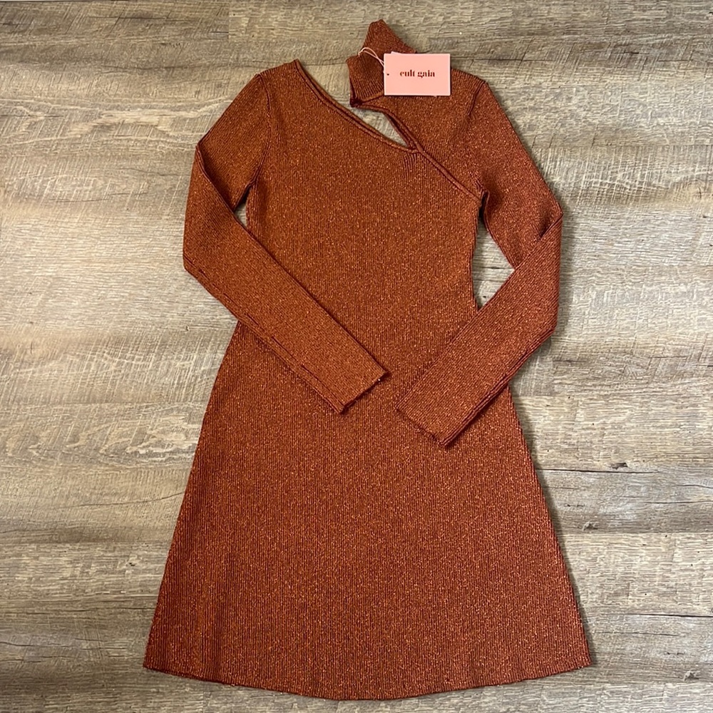 NWT Cult Gaia Jet Knit Dress In Maroon Peak Size Small (damaged)